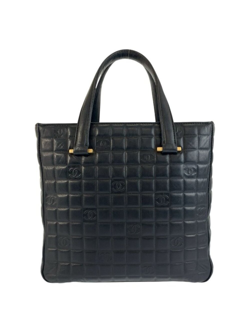 Chanel Icon Chocolate Bar Black Leather Tote Bag
